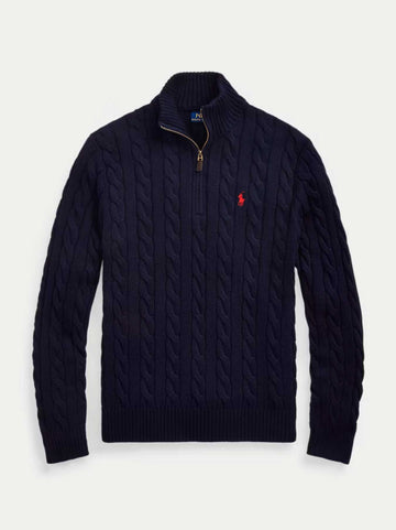 Ralph Lauren - Cable-Knit Sweater With Zipper - Navy